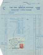 Receipted bill from The Owl Service Station