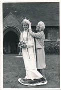 Caroline Wright being crowned by Mrs Phyllis Huggins