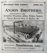 Front of Anson Brothers Price List October 1913