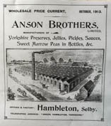 Front of Anson Brothers Price List October 1913