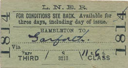 Single 3rd Class ticket Hambleton to Garforth