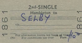 Single ticket from  Hambleton to Selby