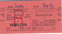 Ticket for a dog from Hambleton Station