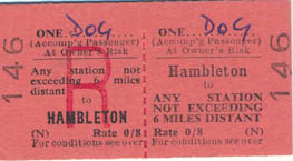 Ticket for a dog from Hambleton Station