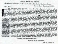 A letter from Wilfred Dodsworth written during the Boer War